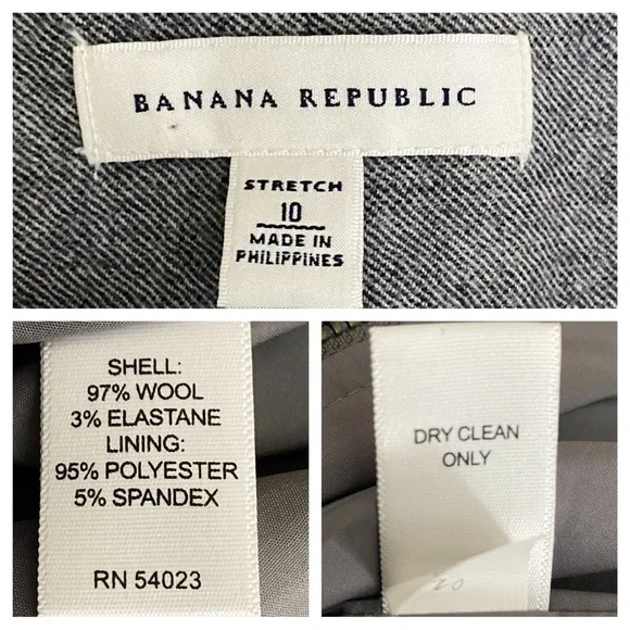 Banana Republic Grey Wool Front Full Zip Ruffle Detail Skirt SZ 10 - Picture 9 of 9